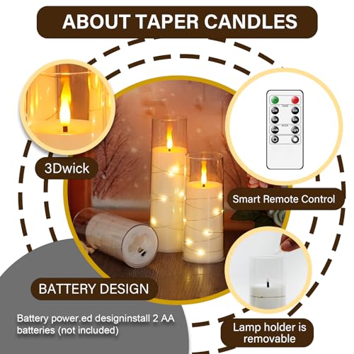 Flameless LED Candles with Timer 5 Pc Flickering Flameless Candles for Romantic Ambiance and Home Decoration Stable Acrylic Shell,with Embedded Star String,Battery Operated Candles(Grey)