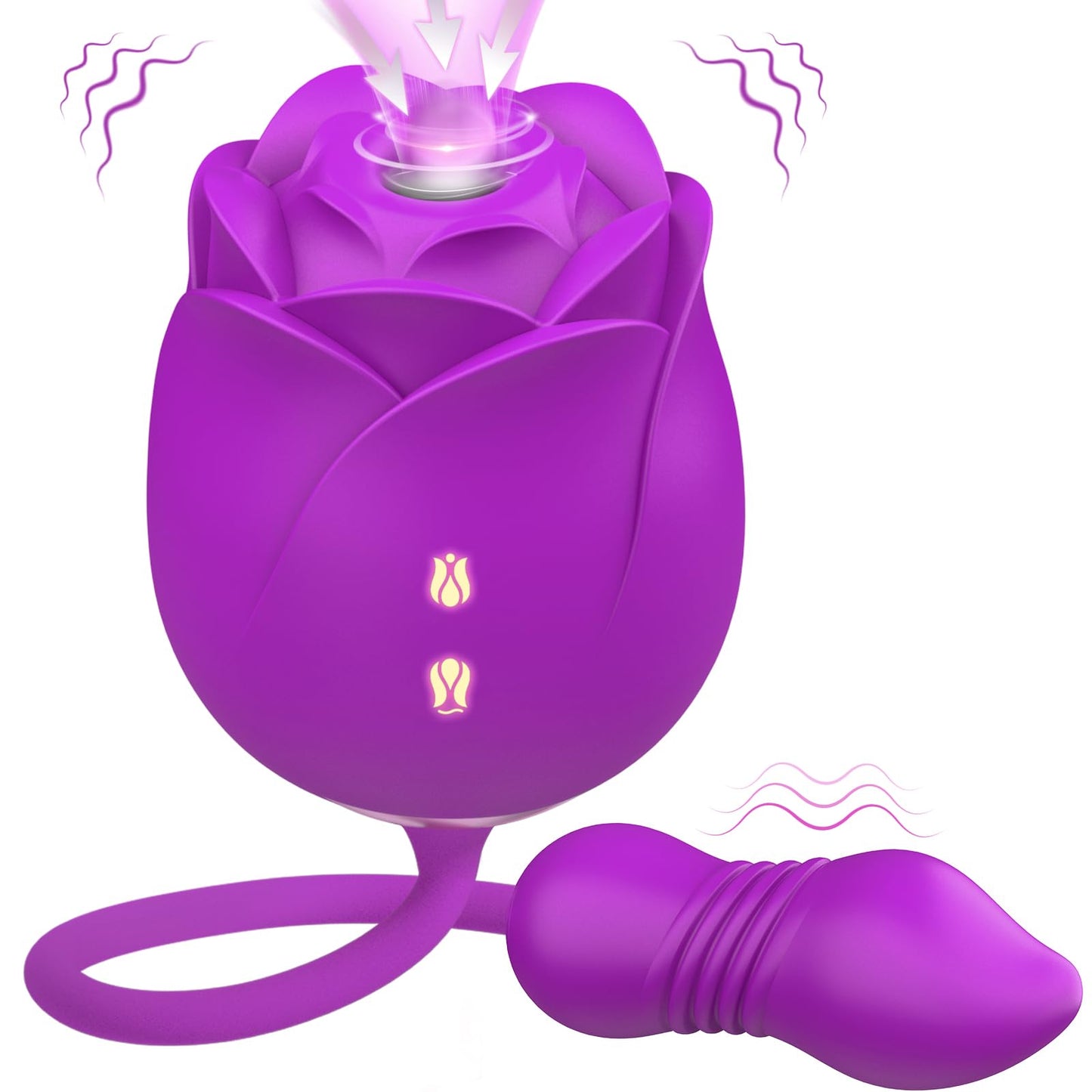 Dildo Vibrator Women Sex Toys - MOOLIGIRL APP Control Rose Sucking Vibrater & Vibrating & Thrusting Dildos for Clit Nipple G Spot Anal Stimulation, 10 Modes Tongue Sucker Adult Toy for Couples Games