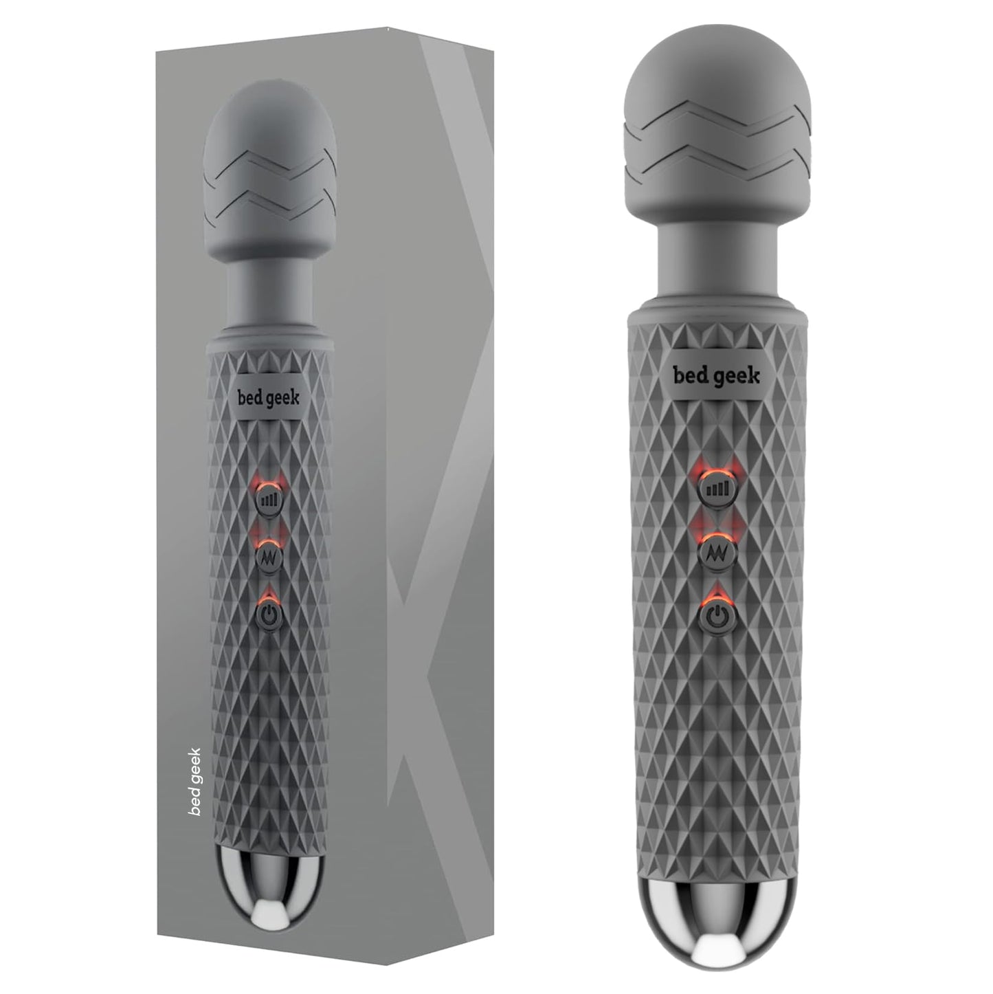Handheld Cordless Personal Wand Massager – Waterproof, USB Rechargeable, 20 Vibration Patterns, 8 Speeds, Memory Feature, Skin-Soft Silicone for Ultimate Relaxation Tool (Purple)