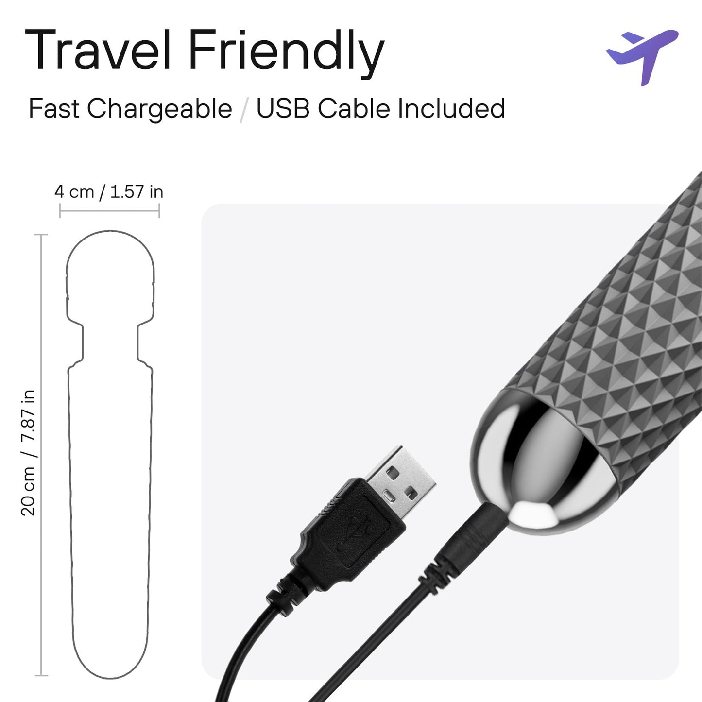 Handheld Cordless Personal Wand Massager – Waterproof, USB Rechargeable, 20 Vibration Patterns, 8 Speeds, Memory Feature, Skin-Soft Silicone for Ultimate Relaxation Tool (Purple)