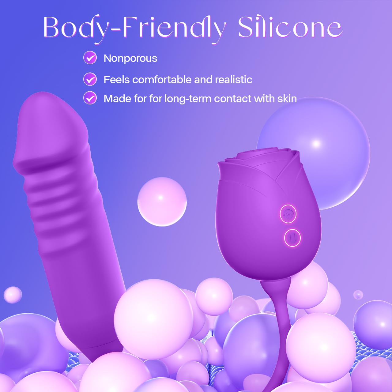 Dildo Vibrator Women Sex Toys - MOOLIGIRL APP Control Rose Sucking Vibrater & Vibrating & Thrusting Dildos for Clit Nipple G Spot Anal Stimulation, 10 Modes Tongue Sucker Adult Toy for Couples Games