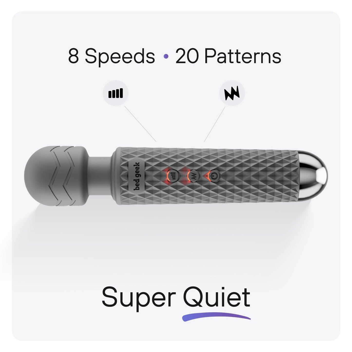 Handheld Cordless Personal Wand Massager – Waterproof, USB Rechargeable, 20 Vibration Patterns, 8 Speeds, Memory Feature, Skin-Soft Silicone for Ultimate Relaxation Tool (Purple)