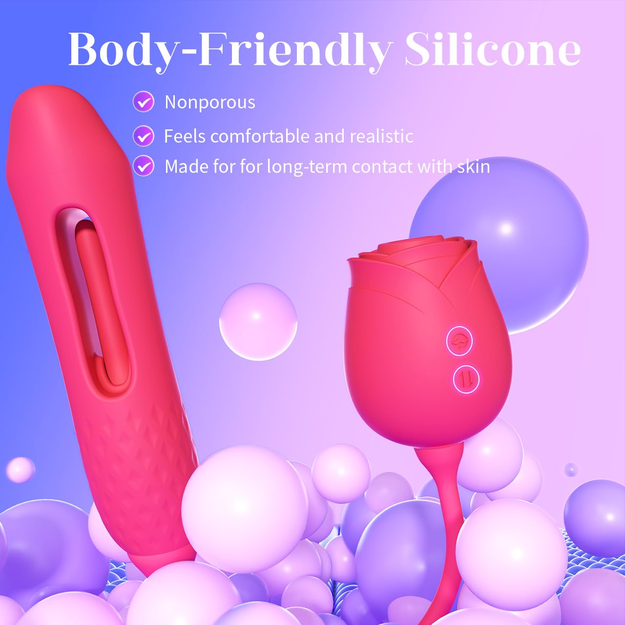 Dildo Vibrator Women Sex Toys - MOOLIGIRL APP Control Rose Sucking Vibrater & Vibrating & Thrusting Dildos for Clit Nipple G Spot Anal Stimulation, 10 Modes Tongue Sucker Adult Toy for Couples Games