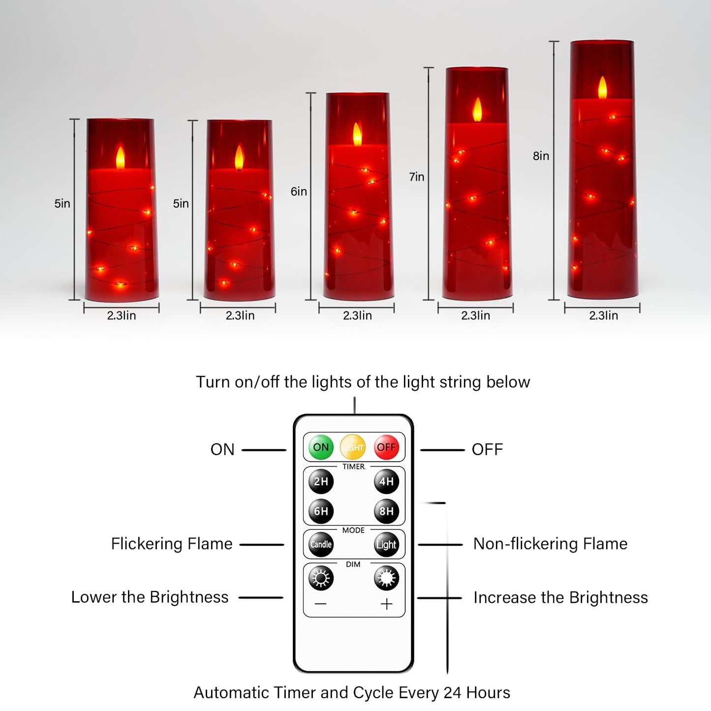 Flameless LED Candles with Timer 5 Pc Flickering Flameless Candles for Romantic Ambiance and Home Decoration Stable Acrylic Shell,with Embedded Star String,Battery Operated Candles(Grey)