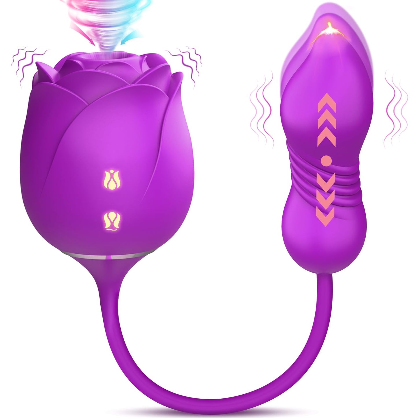 Dildo Vibrator Women Sex Toys - MOOLIGIRL APP Control Rose Sucking Vibrater & Vibrating & Thrusting Dildos for Clit Nipple G Spot Anal Stimulation, 10 Modes Tongue Sucker Adult Toy for Couples Games