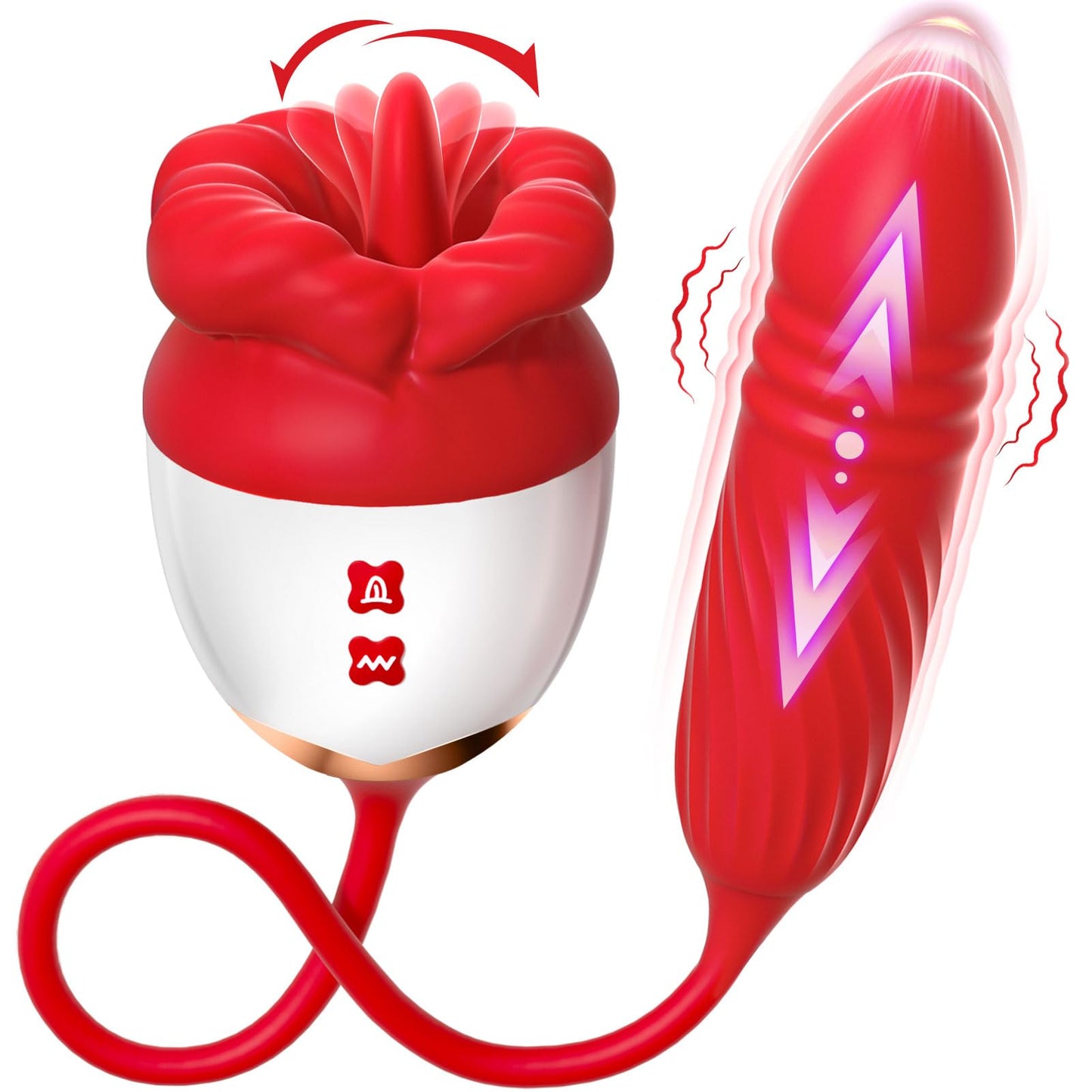 Dildo Vibrator Women Sex Toys - MOOLIGIRL APP Control Rose Sucking Vibrater & Vibrating & Thrusting Dildos for Clit Nipple G Spot Anal Stimulation, 10 Modes Tongue Sucker Adult Toy for Couples Games