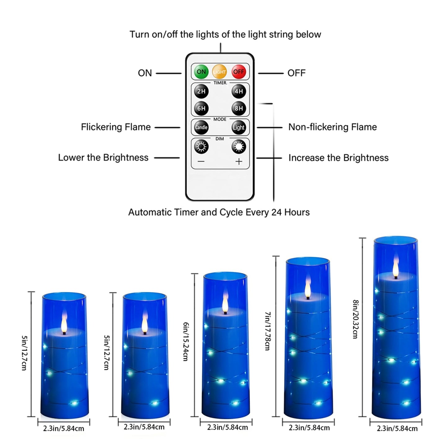 Flameless LED Candles with Timer 5 Pc Flickering Flameless Candles for Romantic Ambiance and Home Decoration Stable Acrylic Shell,with Embedded Star String,Battery Operated Candles(Grey)