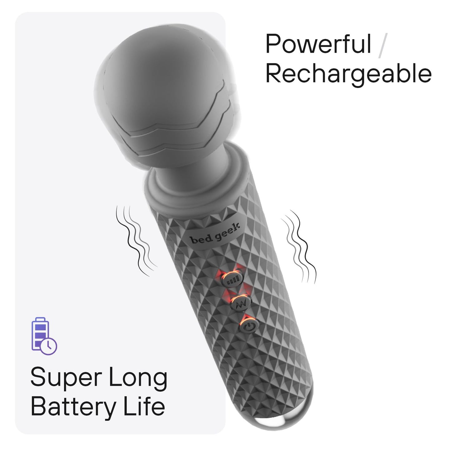Handheld Cordless Personal Wand Massager – Waterproof, USB Rechargeable, 20 Vibration Patterns, 8 Speeds, Memory Feature, Skin-Soft Silicone for Ultimate Relaxation Tool (Purple)