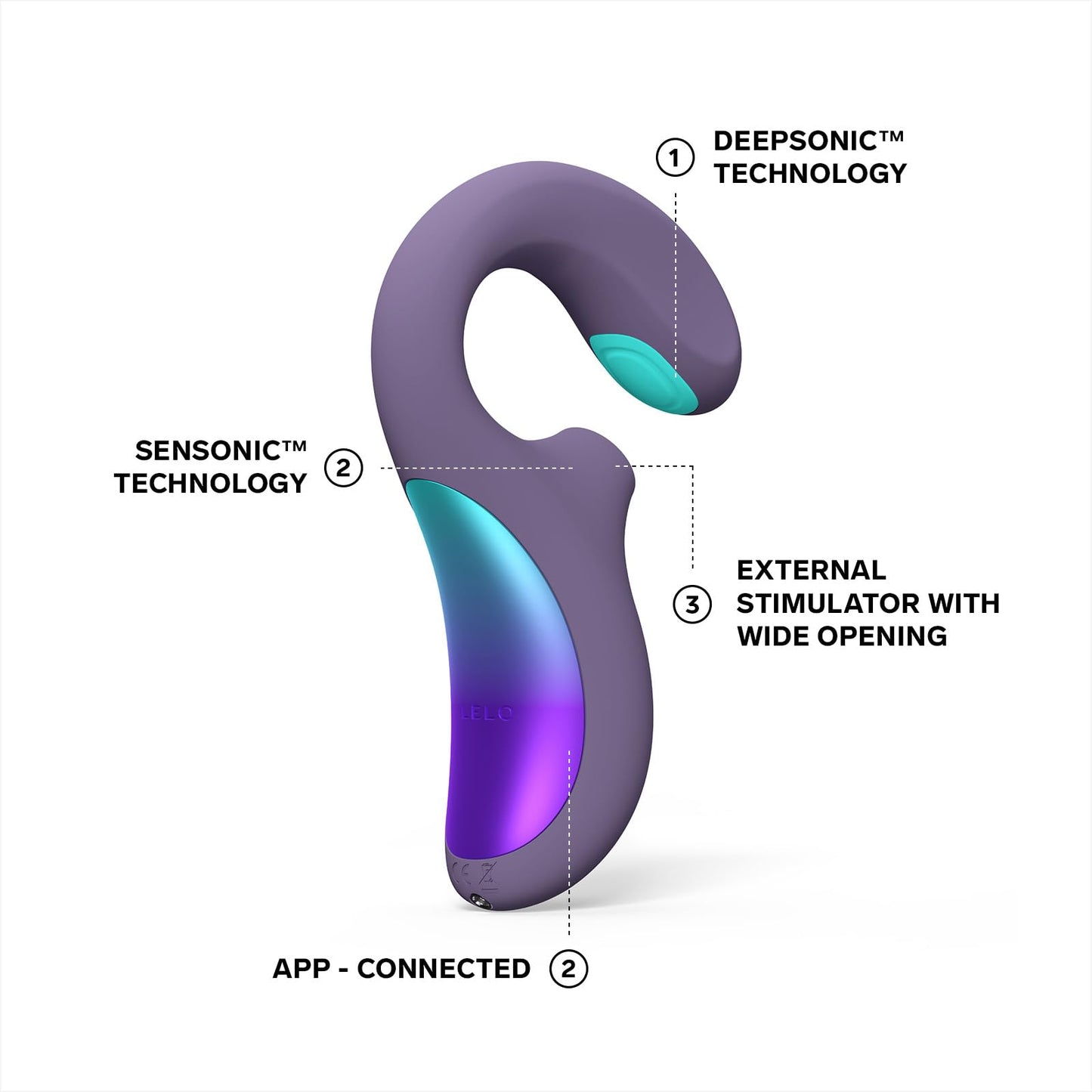 LELO Enigma Double Sonic Female Triple Stimulation Massager with Bluetooth App, 8 Pleasure Settings and 2 Extra Modes, Rabbit Sex Toy, Vaginal Vibrators, Cyber Purple