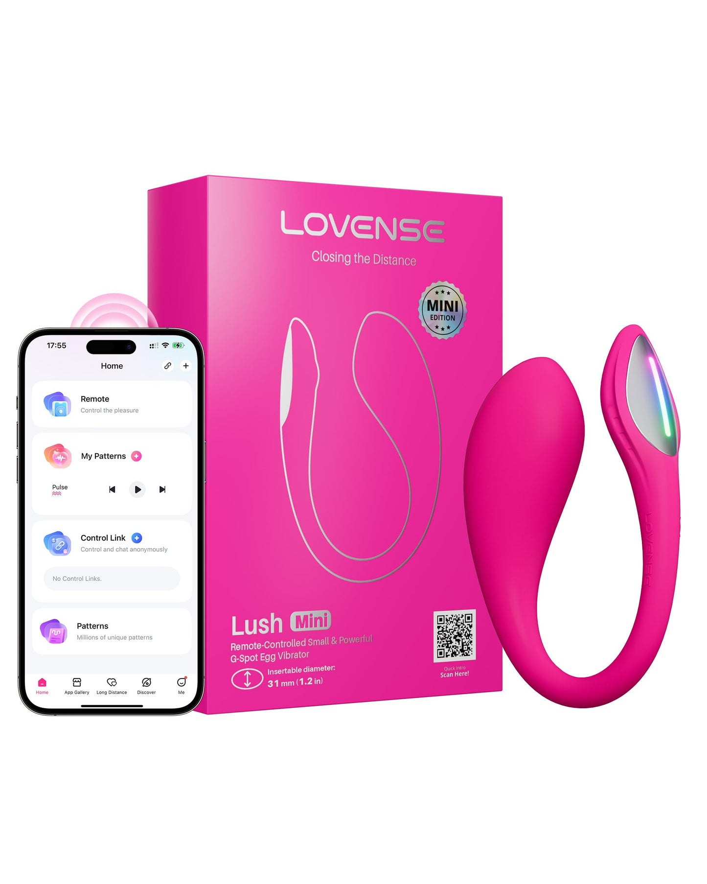 LOVENSE Lush 4 Remote Control G-spot Vibrator, Wearable Long Distance Adult Sex Toys & Games with LED Light, App Controlled Egg Vibrators for Women Couples, Powerful Vibration, Discreet, Waterproof