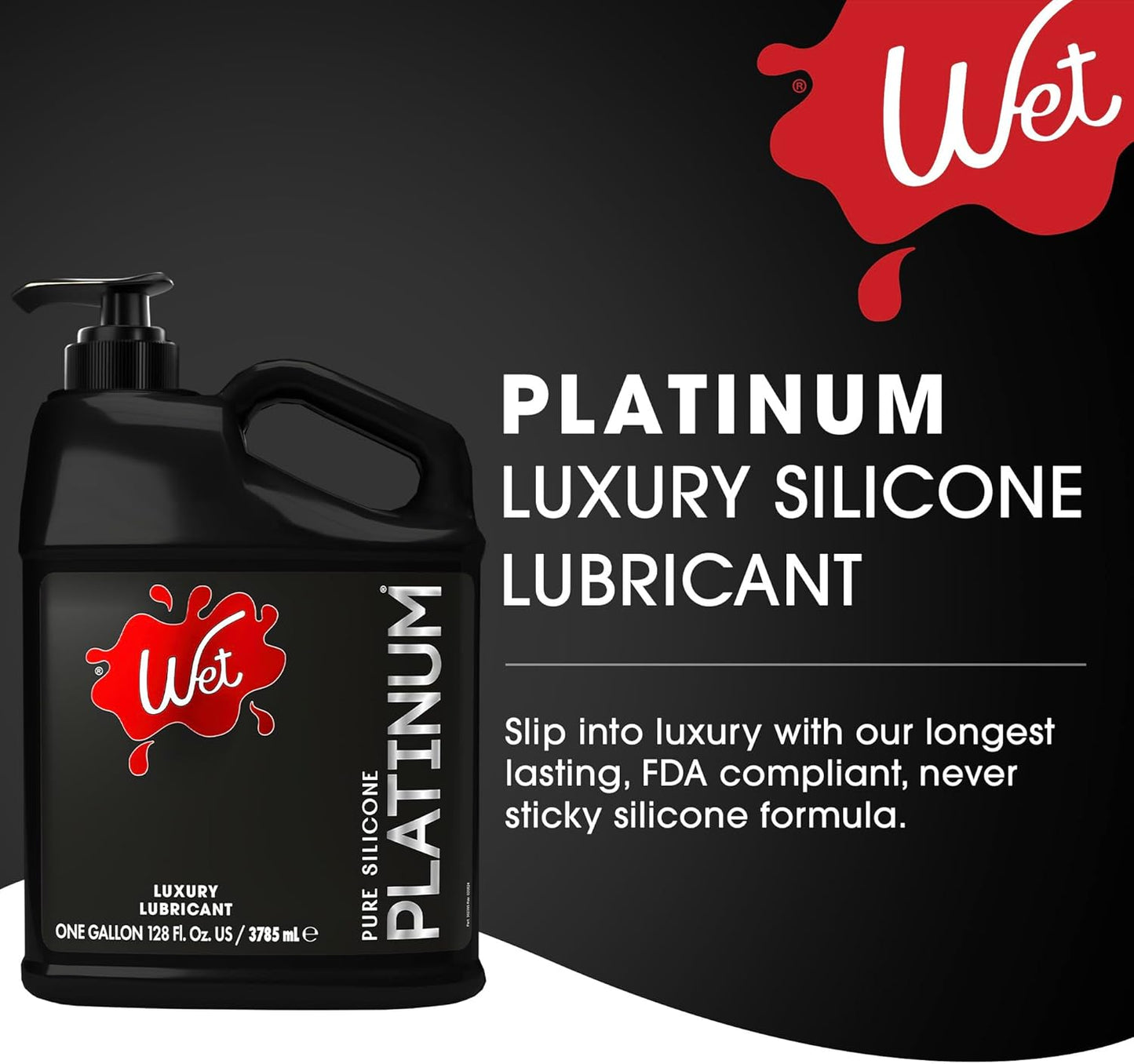 Wet Platinum Silicone-Based Personal Lubricant | Ultra Smooth, Super Slick, Hypoallergenic, Long-Lasting Performance, Waterproof Formula| Lube for Men, Women & Couples, 4.2 fl oz