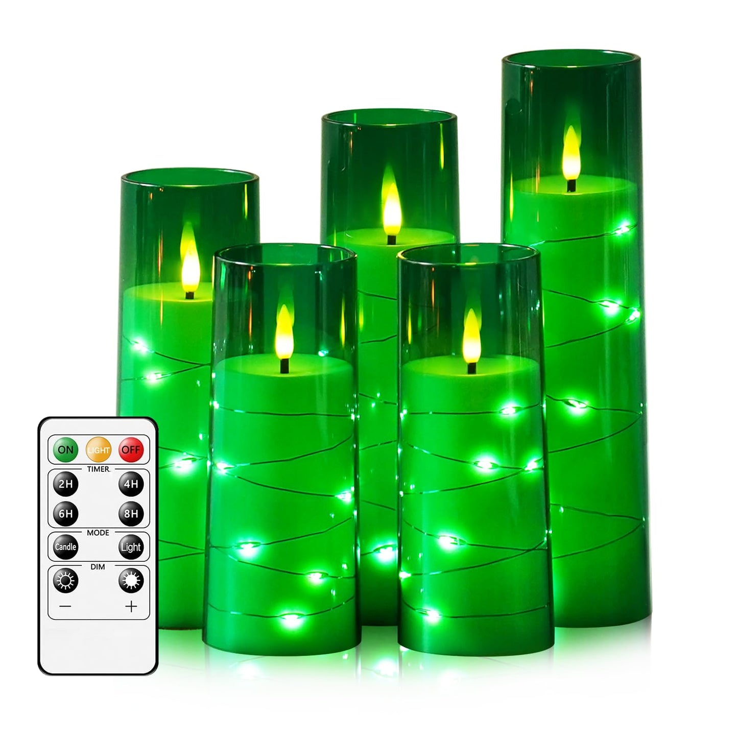 Flameless LED Candles with Timer 5 Pc Flickering Flameless Candles for Romantic Ambiance and Home Decoration Stable Acrylic Shell,with Embedded Star String,Battery Operated Candles(Grey)