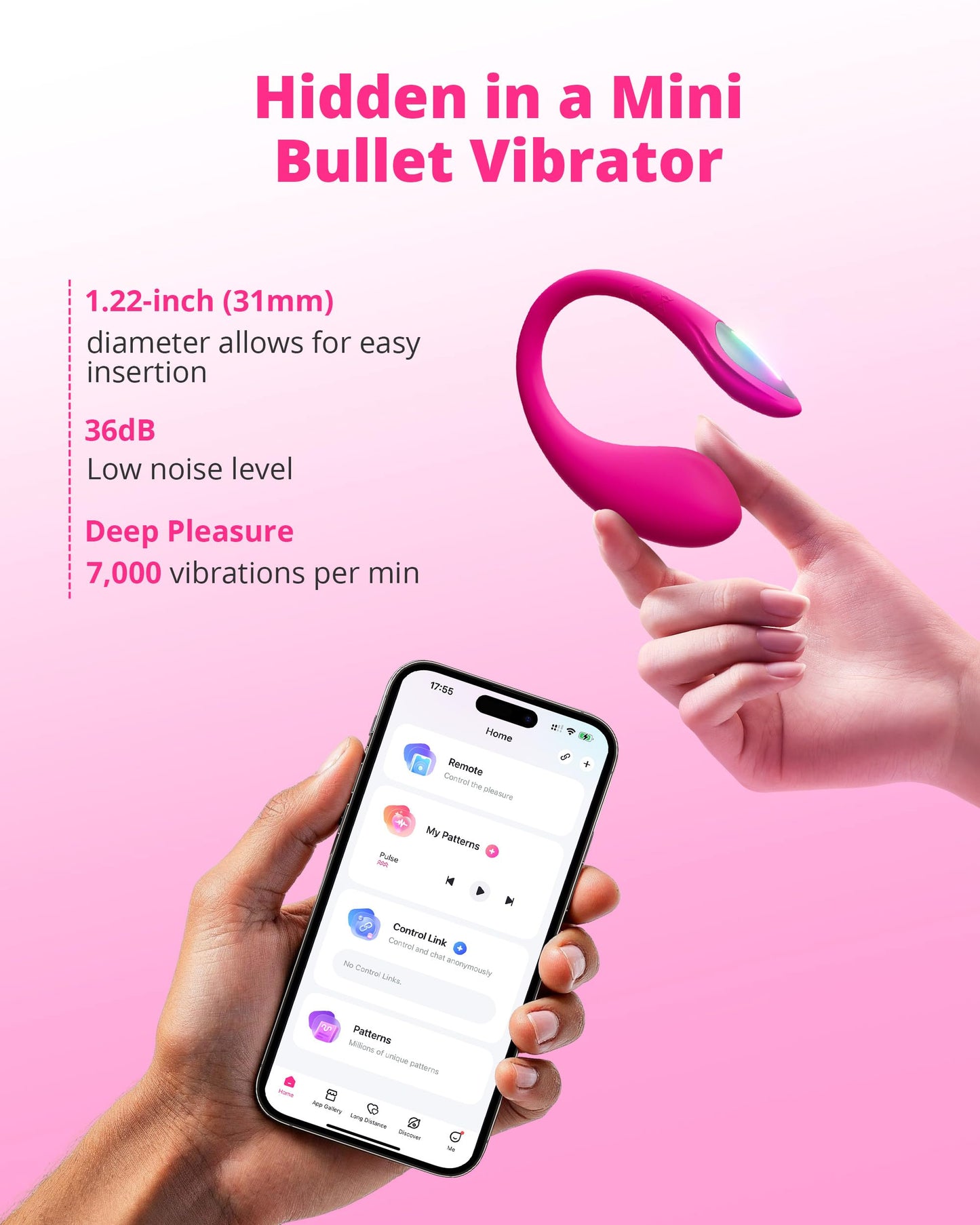 LOVENSE Lush 4 Remote Control G-spot Vibrator, Wearable Long Distance Adult Sex Toys & Games with LED Light, App Controlled Egg Vibrators for Women Couples, Powerful Vibration, Discreet, Waterproof