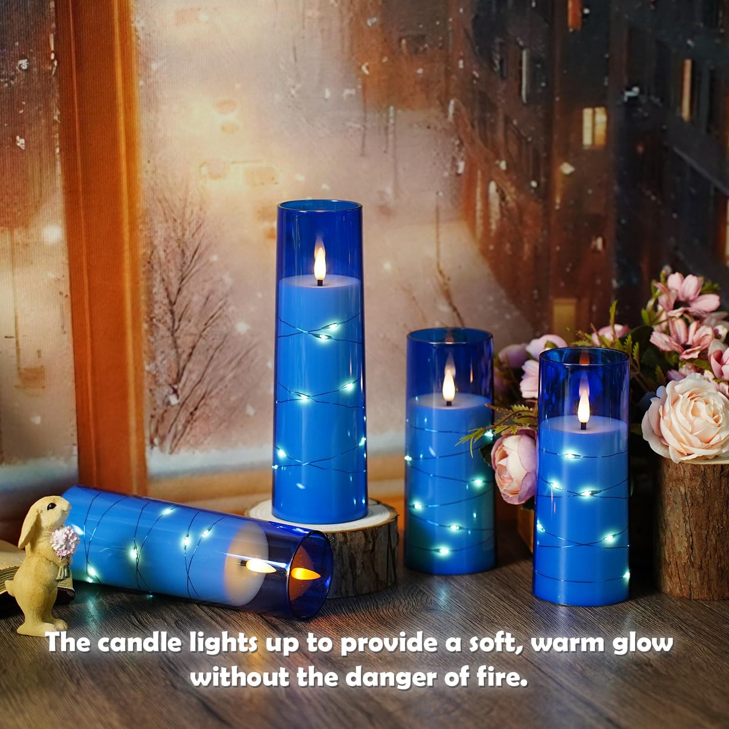 Flameless LED Candles with Timer 5 Pc Flickering Flameless Candles for Romantic Ambiance and Home Decoration Stable Acrylic Shell,with Embedded Star String,Battery Operated Candles(Grey)
