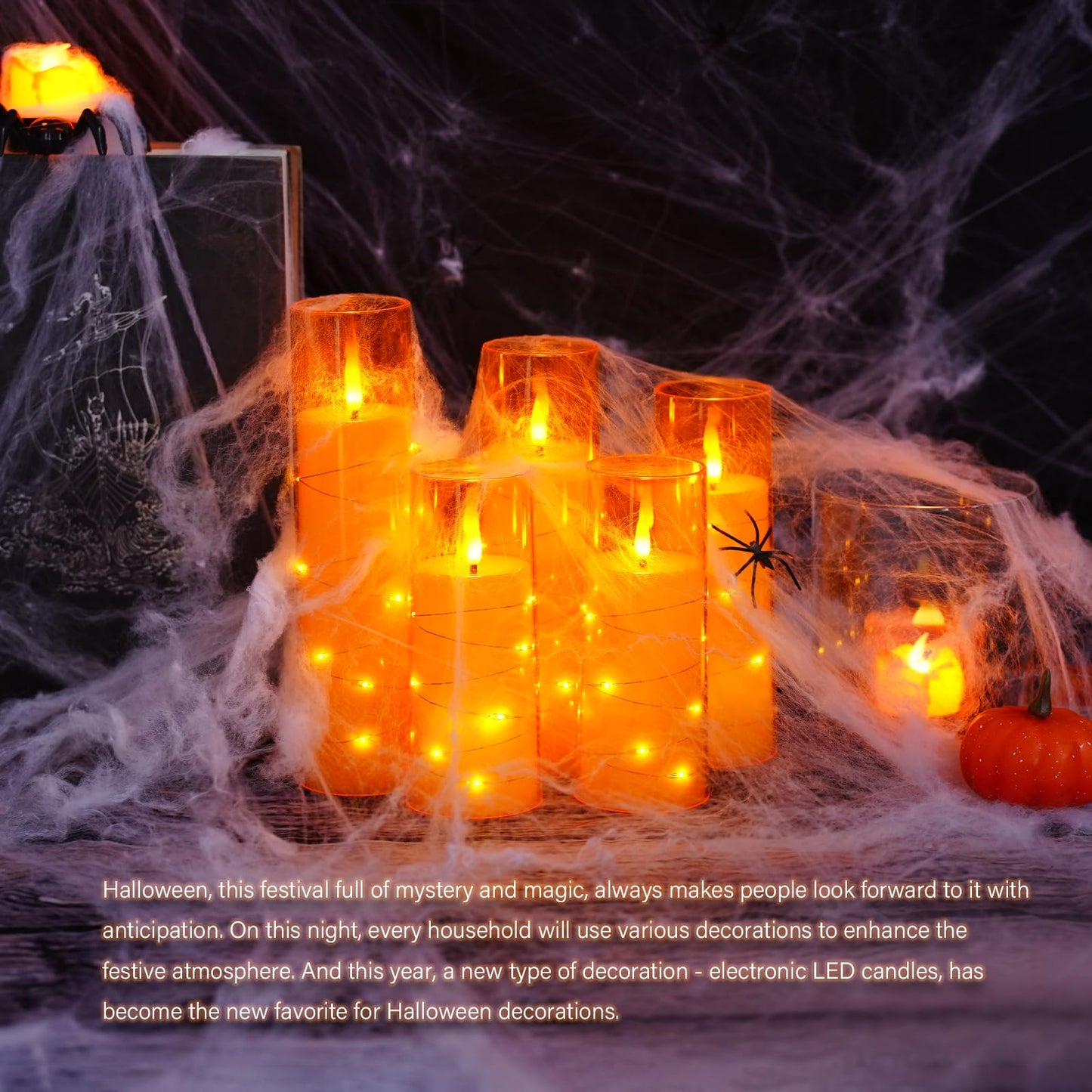 Flameless LED Candles with Timer 5 Pc Flickering Flameless Candles for Romantic Ambiance and Home Decoration Stable Acrylic Shell,with Embedded Star String,Battery Operated Candles(Grey)