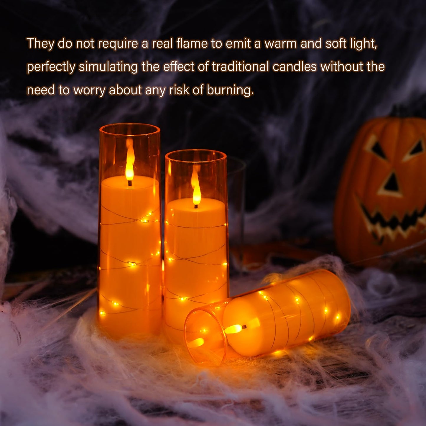 Flameless LED Candles with Timer 5 Pc Flickering Flameless Candles for Romantic Ambiance and Home Decoration Stable Acrylic Shell,with Embedded Star String,Battery Operated Candles(Grey)