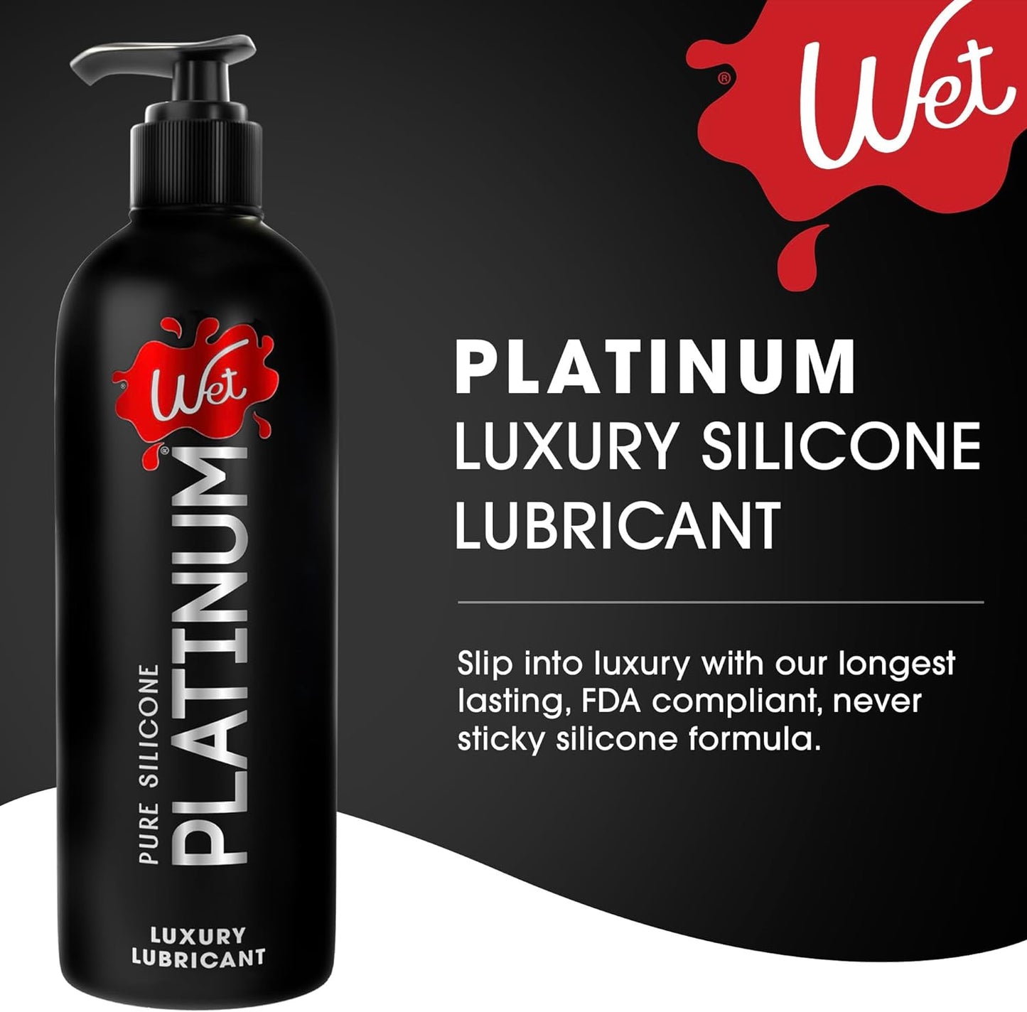 Wet Platinum Silicone-Based Personal Lubricant | Ultra Smooth, Super Slick, Hypoallergenic, Long-Lasting Performance, Waterproof Formula| Lube for Men, Women & Couples, 4.2 fl oz