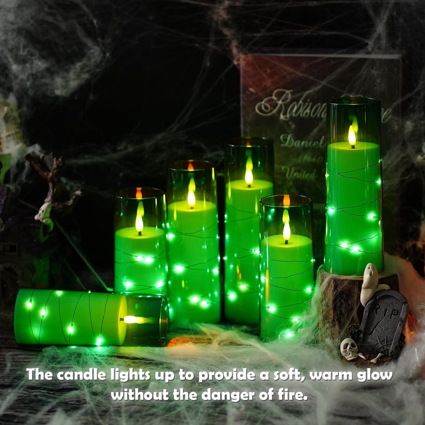 Flameless LED Candles with Timer 5 Pc Flickering Flameless Candles for Romantic Ambiance and Home Decoration Stable Acrylic Shell,with Embedded Star String,Battery Operated Candles(Grey)