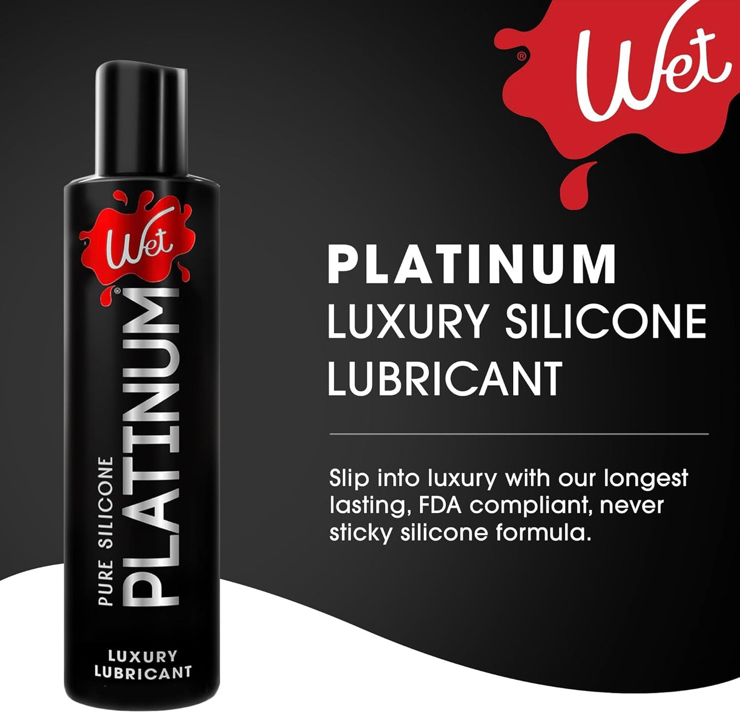 Wet Platinum Silicone-Based Personal Lubricant | Ultra Smooth, Super Slick, Hypoallergenic, Long-Lasting Performance, Waterproof Formula| Lube for Men, Women & Couples, 4.2 fl oz