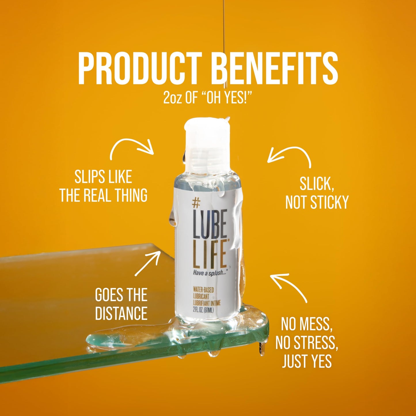 LubeLife Water-Based Lube – Personal Lubricant for Men, Women & Couples, Travel Size, Non-Staining, Easy Clean-Up, Toy-Safe, 8 Fl Oz