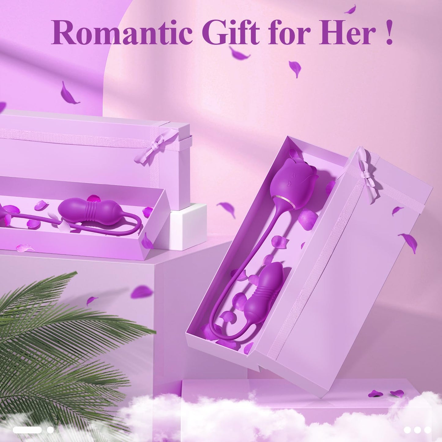 Dildo Vibrator Women Sex Toys - MOOLIGIRL APP Control Rose Sucking Vibrater & Vibrating & Thrusting Dildos for Clit Nipple G Spot Anal Stimulation, 10 Modes Tongue Sucker Adult Toy for Couples Games