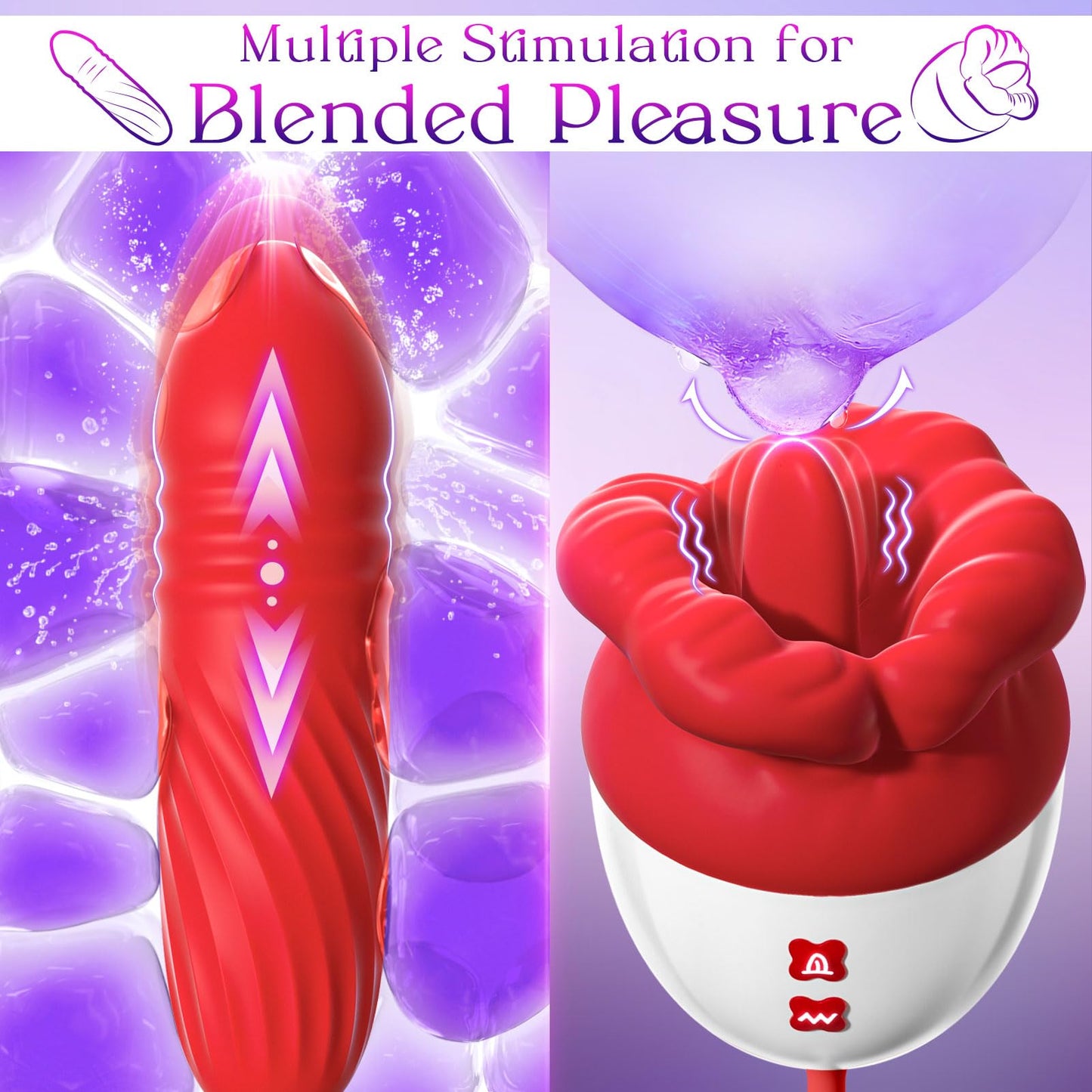 Dildo Vibrator Women Sex Toys - MOOLIGIRL APP Control Rose Sucking Vibrater & Vibrating & Thrusting Dildos for Clit Nipple G Spot Anal Stimulation, 10 Modes Tongue Sucker Adult Toy for Couples Games