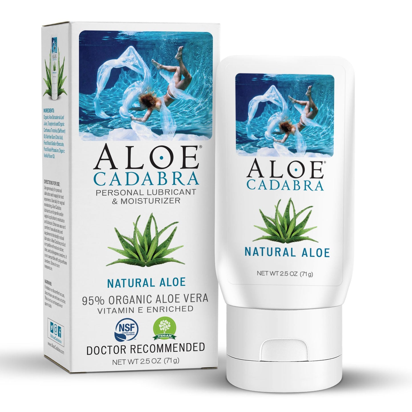 Aloe Cadabra Natural Water Based Vaginal Moisturizer, Organic Aloe Non-Staining, pH Balanced (Unscented 2.5 Ounces, 1 Pack)