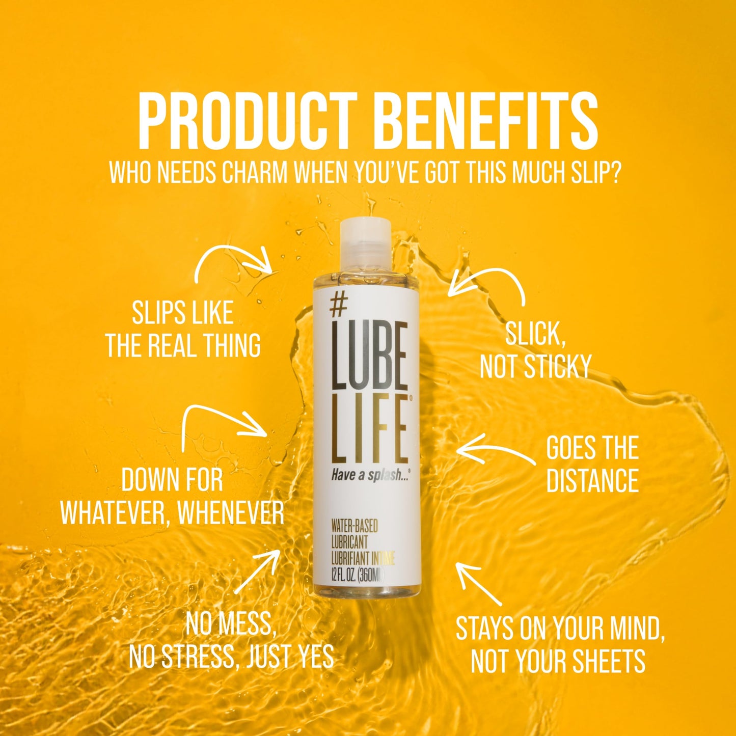LubeLife Water-Based Lube – Personal Lubricant for Men, Women & Couples, Travel Size, Non-Staining, Easy Clean-Up, Toy-Safe, 8 Fl Oz