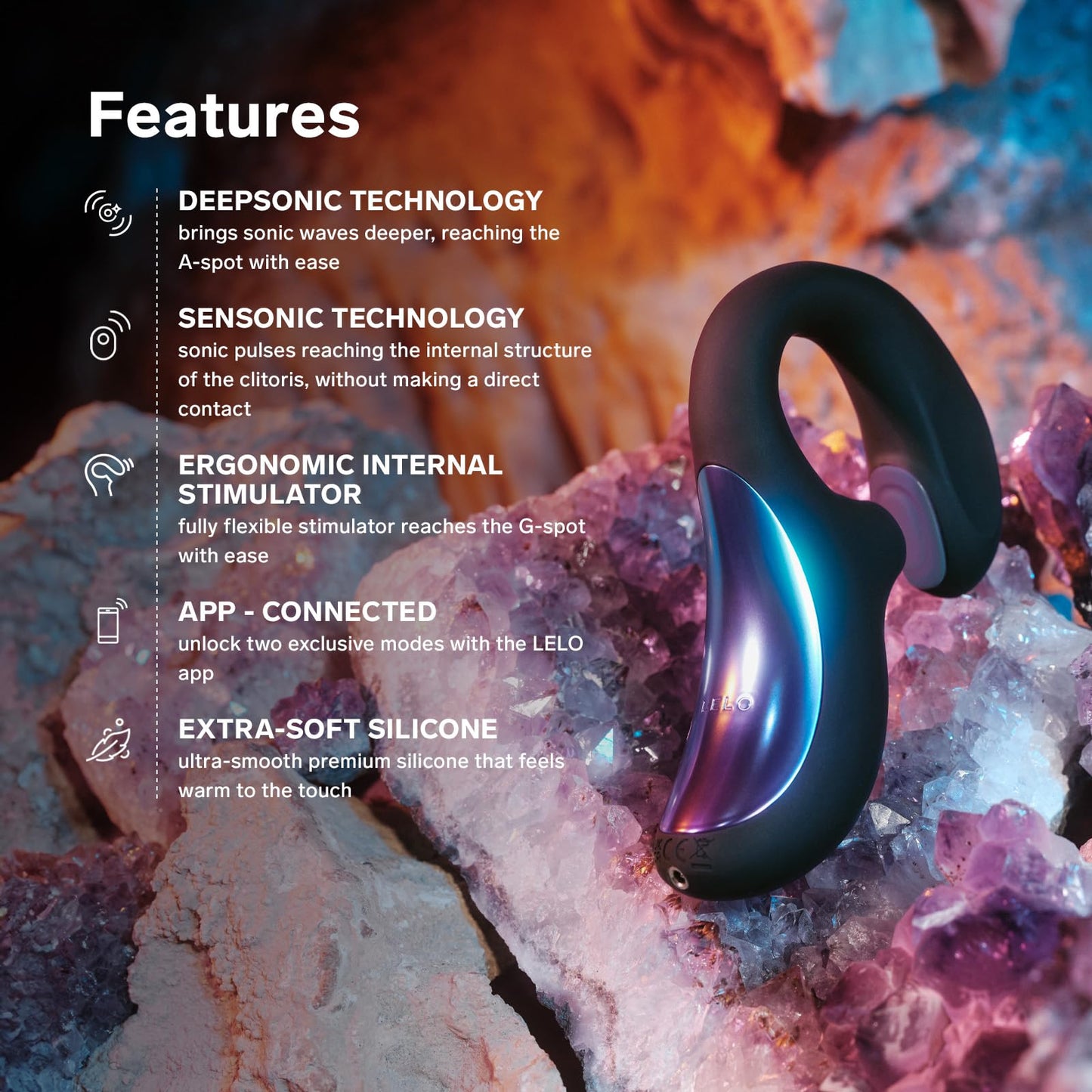 LELO Enigma Double Sonic Female Triple Stimulation Massager with Bluetooth App, 8 Pleasure Settings and 2 Extra Modes, Rabbit Sex Toy, Vaginal Vibrators, Cyber Purple