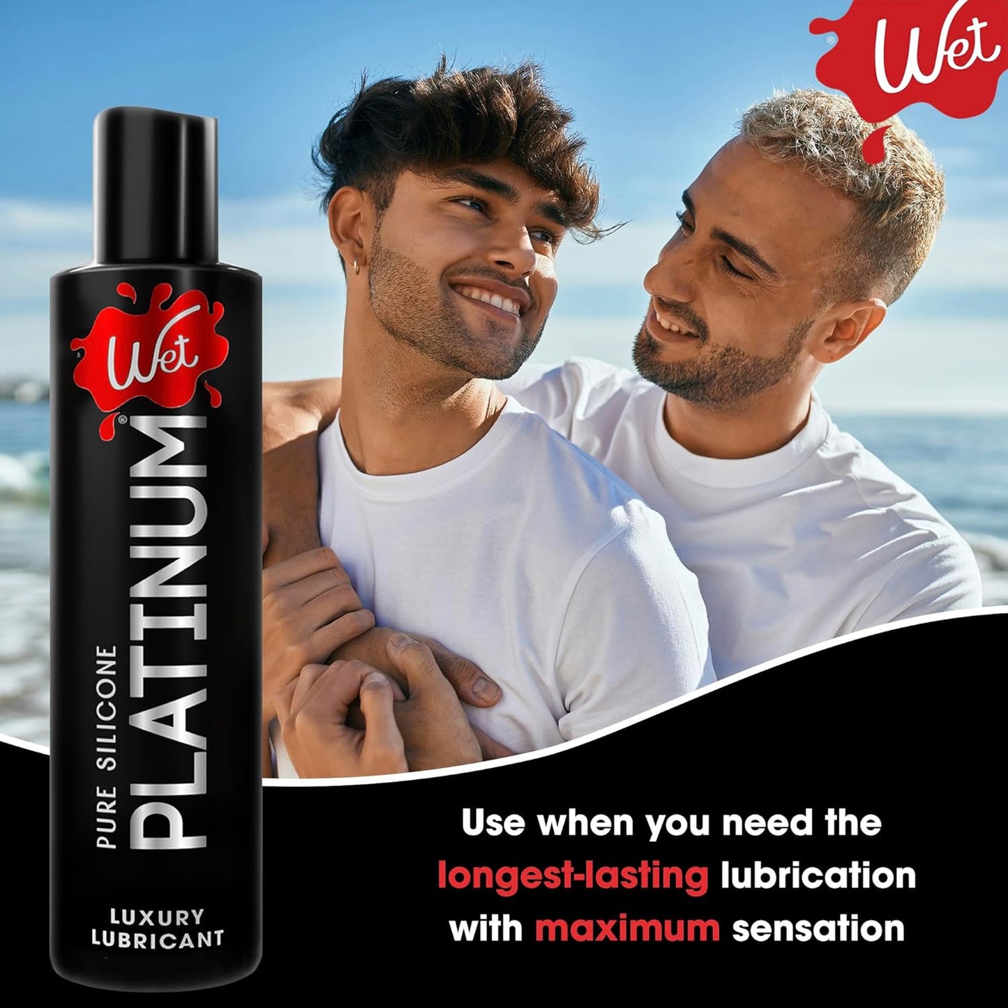 Wet Platinum Silicone-Based Personal Lubricant | Ultra Smooth, Super Slick, Hypoallergenic, Long-Lasting Performance, Waterproof Formula| Lube for Men, Women & Couples, 4.2 fl oz