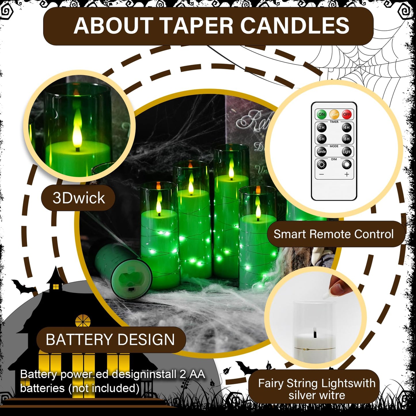 Flameless LED Candles with Timer 5 Pc Flickering Flameless Candles for Romantic Ambiance and Home Decoration Stable Acrylic Shell,with Embedded Star String,Battery Operated Candles(Grey)