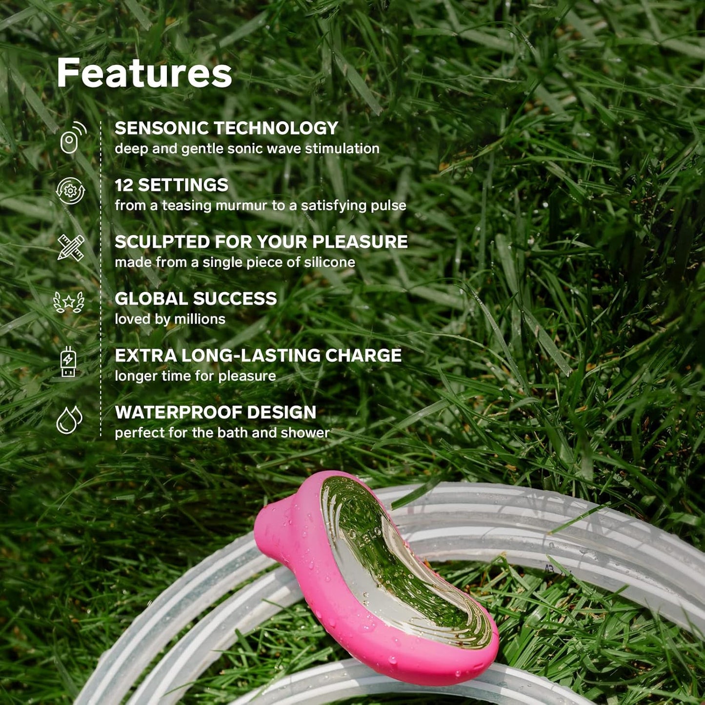 LELO SONA 2 Sonic Waves Clit Sucker, Waterproof Clit Vibrator Oral Stimulator Vibrator for Women for Deeper Satisfaction, Black