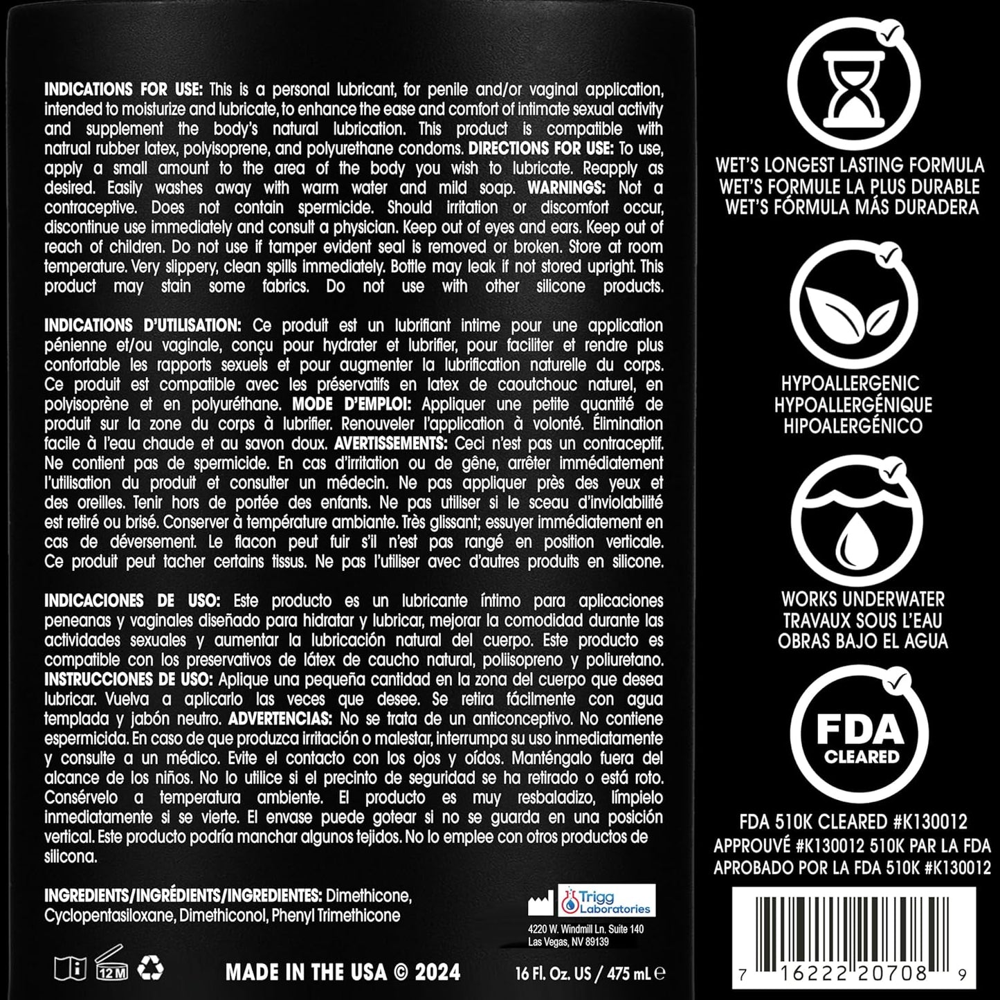 Wet Platinum Silicone-Based Personal Lubricant | Ultra Smooth, Super Slick, Hypoallergenic, Long-Lasting Performance, Waterproof Formula| Lube for Men, Women & Couples, 4.2 fl oz