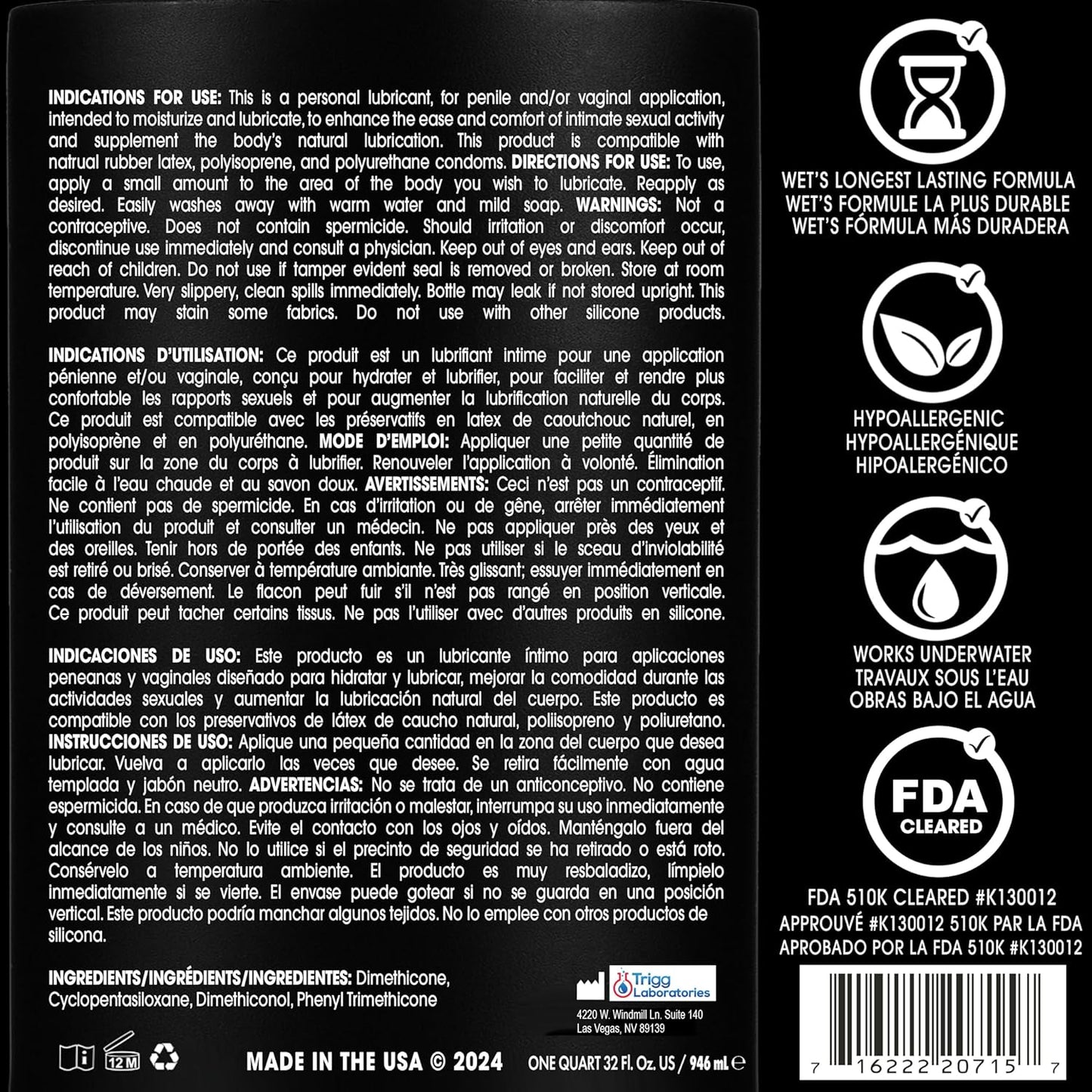 Wet Platinum Silicone-Based Personal Lubricant | Ultra Smooth, Super Slick, Hypoallergenic, Long-Lasting Performance, Waterproof Formula| Lube for Men, Women & Couples, 4.2 fl oz