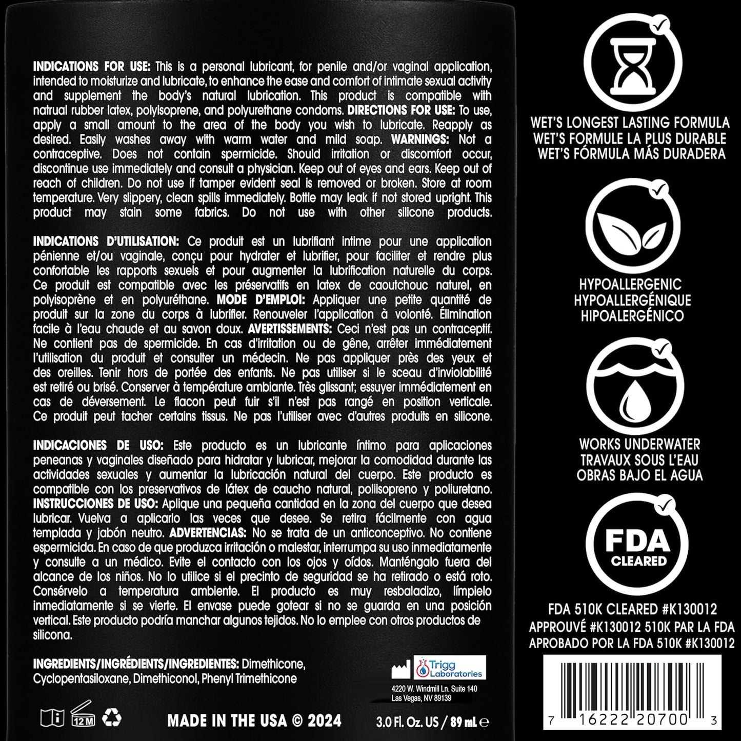 Wet Platinum Silicone-Based Personal Lubricant | Ultra Smooth, Super Slick, Hypoallergenic, Long-Lasting Performance, Waterproof Formula| Lube for Men, Women & Couples, 4.2 fl oz