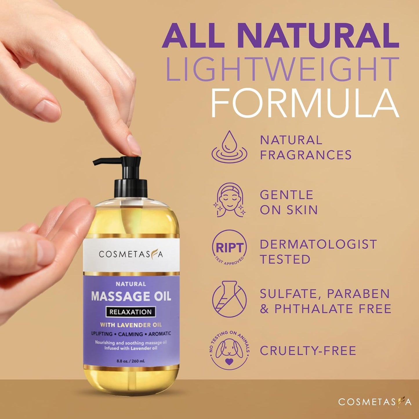 Lavender Relaxation Massage Oil with Massage Roller Ball - No Stain 100% Natural Blend of Spa Quality Oils for Calming, Aromatic, Soothing Massage Therapy