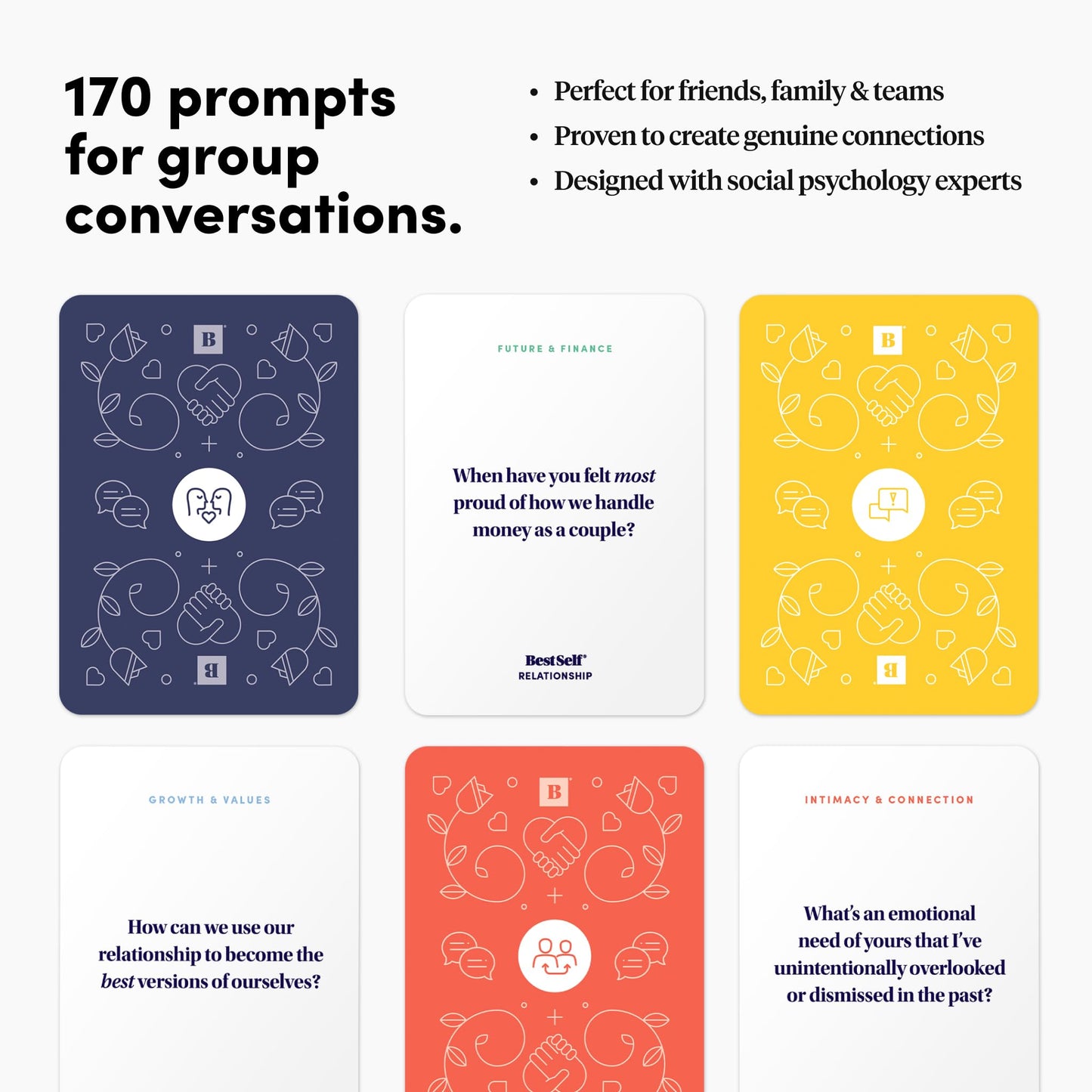 BestSelf Intimacy Deck – 170 Couples Conversation Starters, Romantic Couples Card Game, Fun Couples Game for Adults, Build Emotional Connection & Deeper Bond