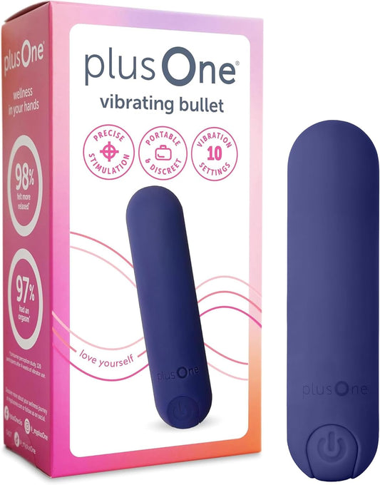 plusOne Bullet Vibrator for Women, Mini Vibrator Made of Body-Safe Silicone, Fully Waterproof, USB Rechargeable, Sex Toy Personal Massager with 10 Vibration Settings, Purple