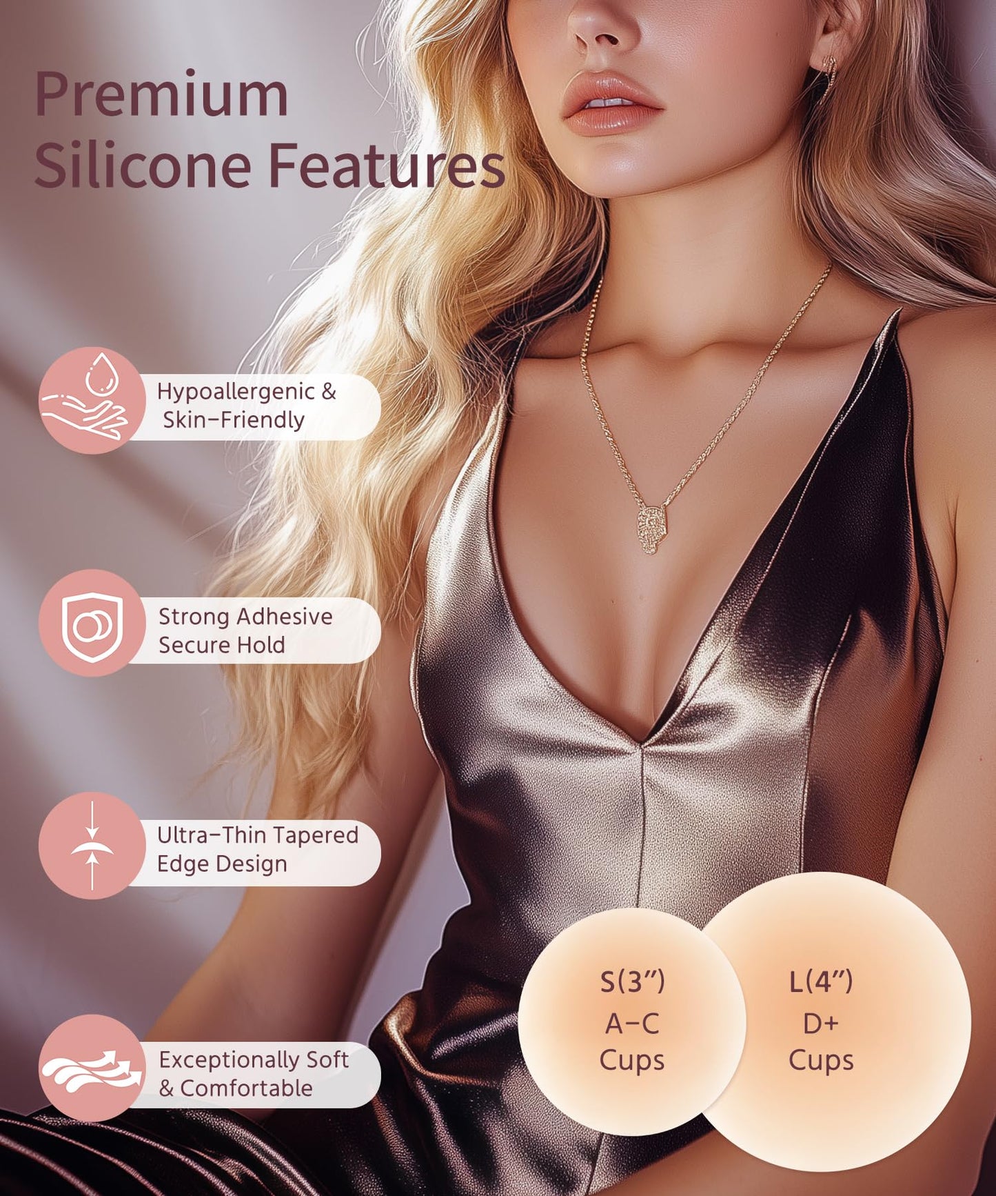 Nipple Covers for Women–2 Pairs Reusable Silicone Pasties, Adhesive&Waterproof, No Show Design with Travel Box