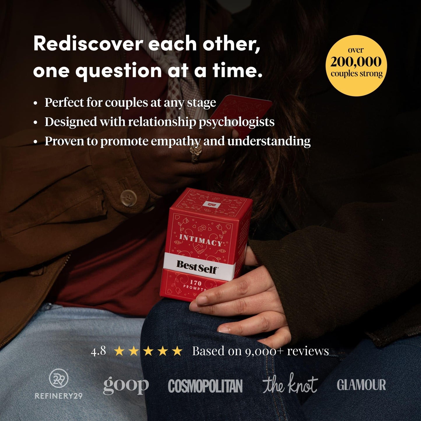 BestSelf Intimacy Deck – 170 Couples Conversation Starters, Romantic Couples Card Game, Fun Couples Game for Adults, Build Emotional Connection & Deeper Bond