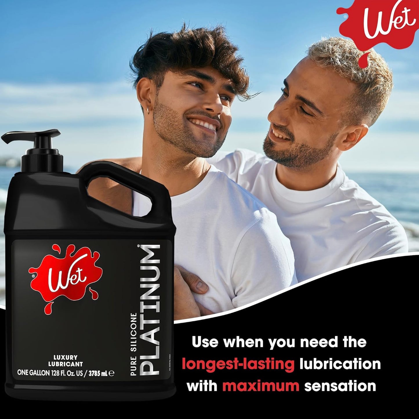 Wet Platinum Silicone-Based Personal Lubricant | Ultra Smooth, Super Slick, Hypoallergenic, Long-Lasting Performance, Waterproof Formula| Lube for Men, Women & Couples, 4.2 fl oz